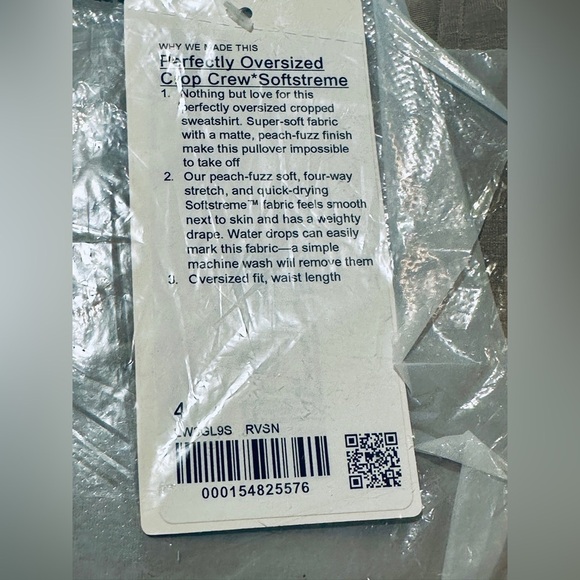 *NWT* Lululemon Softstreme Perfectly Oversized Cropped Crew Riverstone Size 4 - Picture 5 of 6